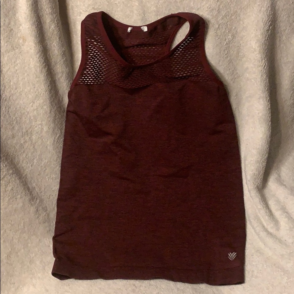 Burgundy Mesh Workout Tank Top